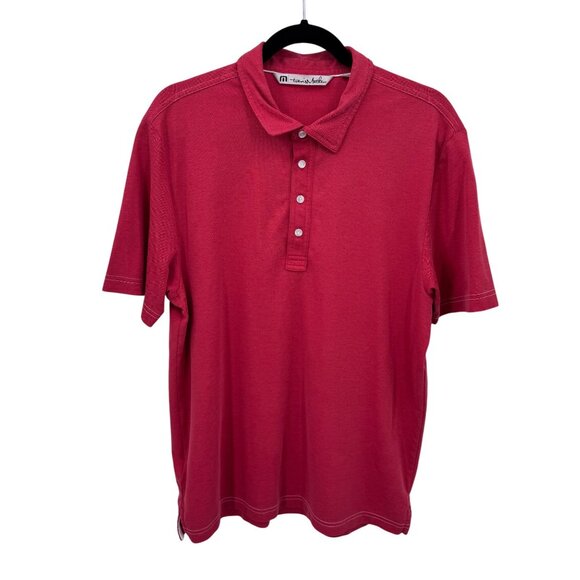 Travis Mathew Golf Polo Shirt Mens‎ Large Red Pima Cotton Polyester Blend - Picture 1 of 7